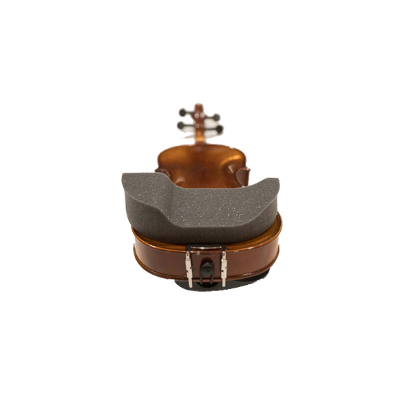 A wooden bowl with a violin on top of it.